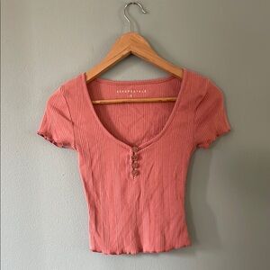 Aeropostale Women's Pink Ribbed Top